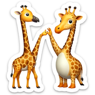 Penguin high fiving a giraffe  sticker