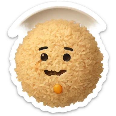 salted pure fried rice on a terra cotta plate sticker