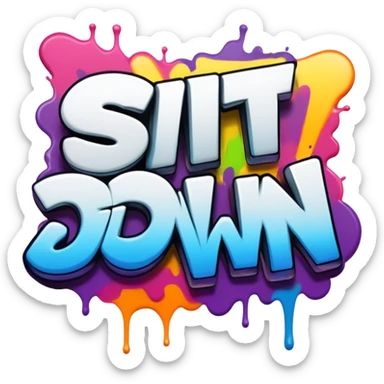 graffiti of the words sit down  sticker