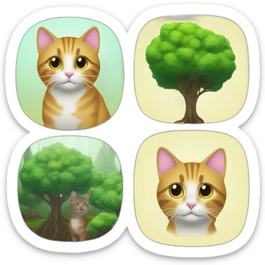 Cat and wale with plans trees sticker