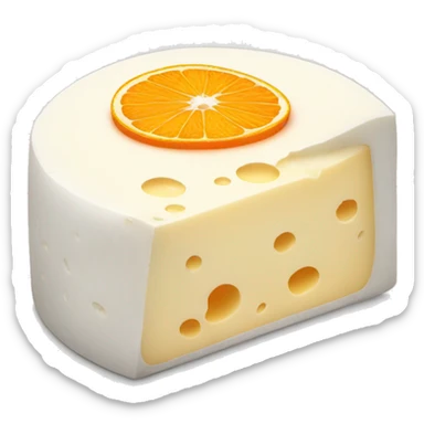 white cheese with orange rim sticker