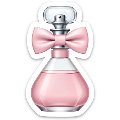 Pastel pink Perfume bottle with a white bow tie  sticker