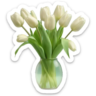 Pastel green tulips in transparent vase sticker