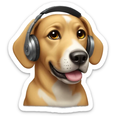 dog wearing headphones sticker