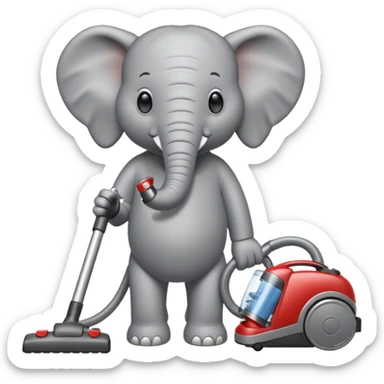 elephant pushing vacuum cleaner sticker