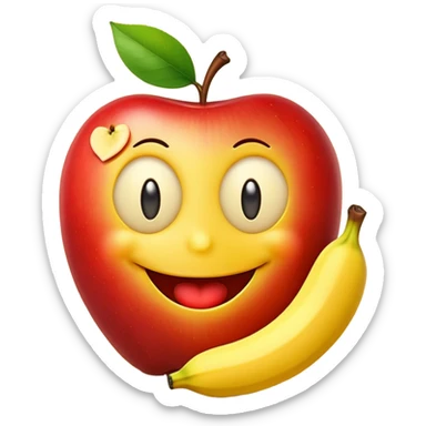 smiley face with apples as eyes and a banana as the mouth sticker