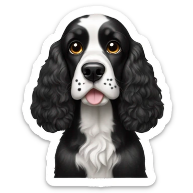 black and white cocker spaniel with nose spots sticker