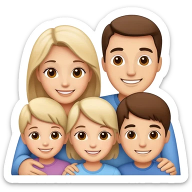 happy family with parents and children together sticker
