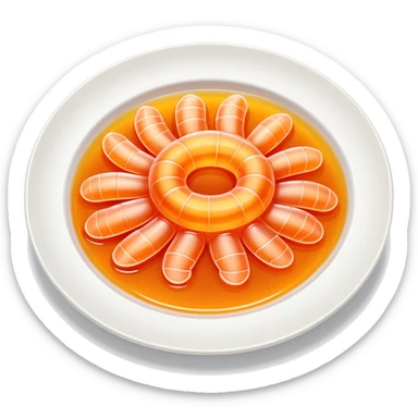 Fujian Tǔsǔndòng jelly-like seafood with sauce, simplified emoji style with bold outlines and bright colors, cartoon style transparent worm jelly specialty sticker