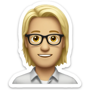 medium long blonde guy with black glasses sticker