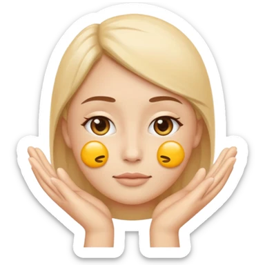 Minimal emoji representing reduced facial puffiness, soft hand gesture shaping the face contour, balanced and natural appearance, wellness-focused, simple and easy to understand
 sticker