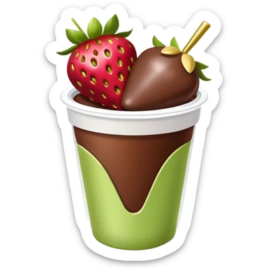 Chocolate covered strawberries with pistachio in a plastic cup sticker