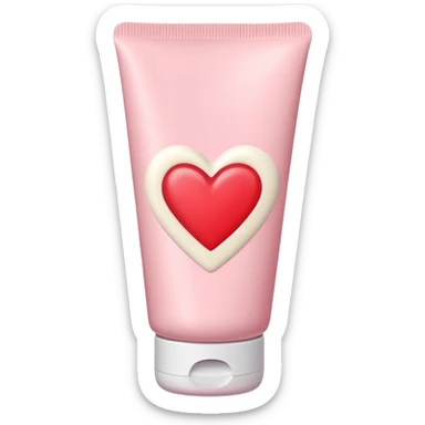 A pastel pink cream lotion tube with a red heart label on it sticker