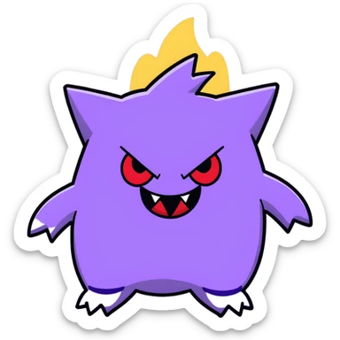 Gengar, the purple ghost Pokemon with red eyes and a mischievous grin sticker