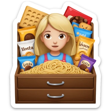 Make girly drawer about noodles and chocolates and biscuits  sticker
