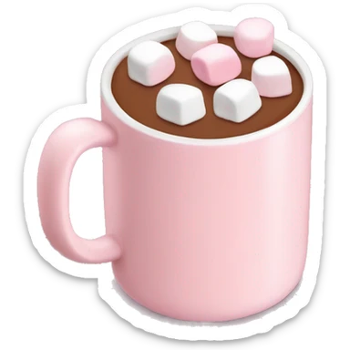 Light Pink mug of hot chocolate with marshmallows  sticker