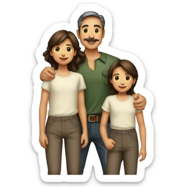 Chico calvo con dos niñas morenas sticker