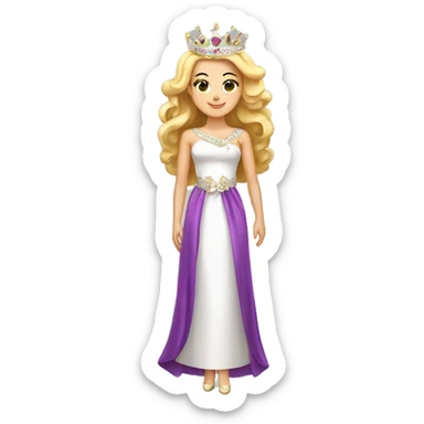 White girl Pageant queen with sash and crown on full body sticker