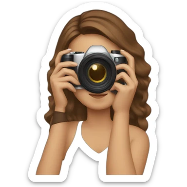 Woman taking photography with brown hair sticker