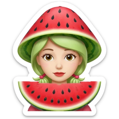 woman with watermelon hat sticker