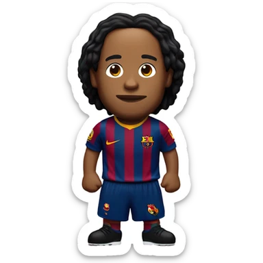ronaldinho with the barcelona shirt, torso up sticker