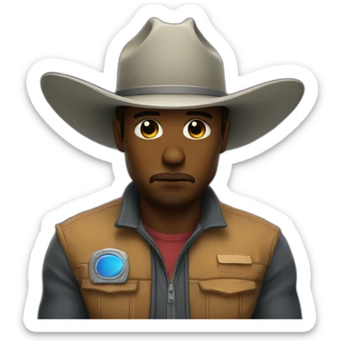 Sad cowboy in space sticker