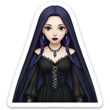 Lena Lovich as a gothic sorceress in huge dirty lace sticker