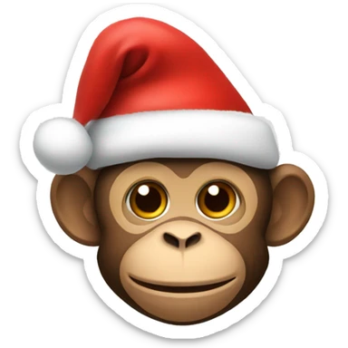 Monkey wearing a santa hat sticker