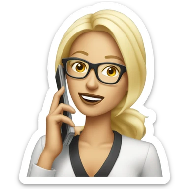 Elegant Blonde woman wearing glasses calling on cell phone sticker