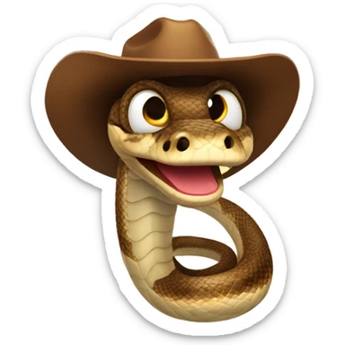 Cute snake with a cowboy hat sticker