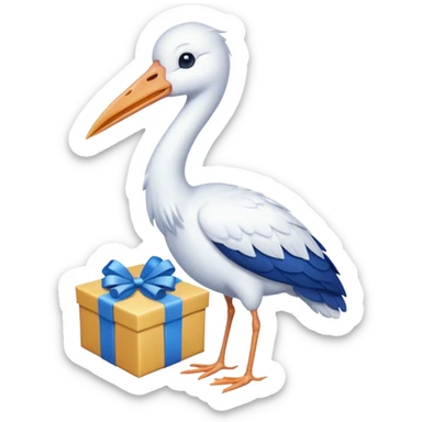 cigogne avec cadeau sticker