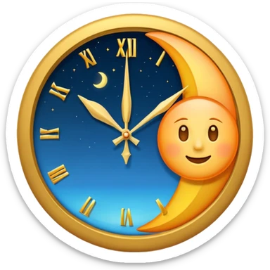 can you make me a clock emoji with the left side being a sunrise and the right side being a moon sticker