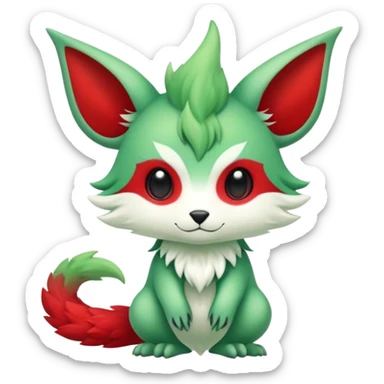 Kawaii Cute Edgy Green Red ethereal Fionbri-Vernid-Trico-animal-creature full body sticker