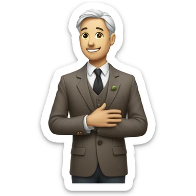 gentleman placing his hand over his heart and tilts head slightly forward as if to express gratitude sticker