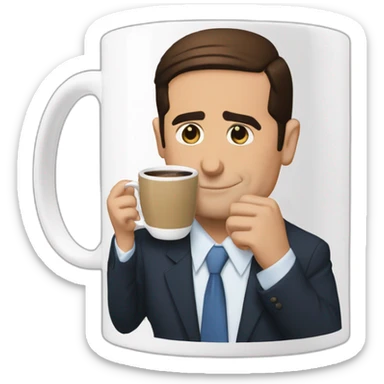 michael scott drinking coffe in a "world best boss" mug sticker