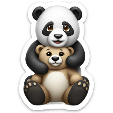 a panda holding a teddy bear sticker