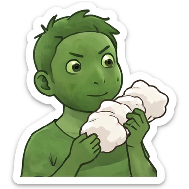 White Japanese boy holding cotton sticker