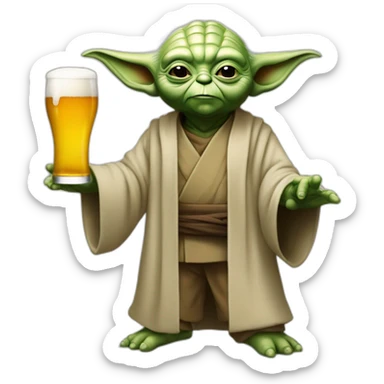 Maître yoda en train de boire une biere sticker