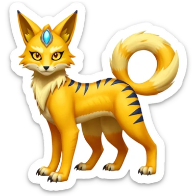 LVernid-Lombax-Koraidon-Renamon-Zeraora-Bastet-Fakémon-hybrid-fusion-creature, full body sticker