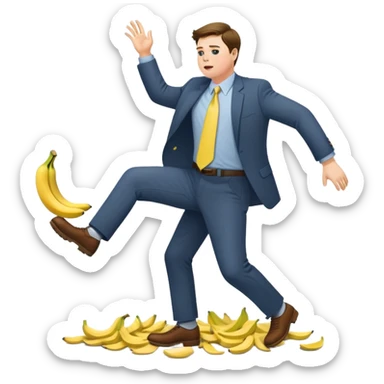 JD Vance with one foot stepping on a single banana peel on the ground, falling backwards sticker