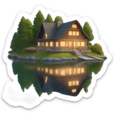 large cottage overlooking a beautiful lake. sticker
