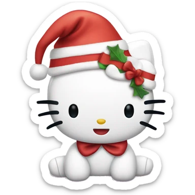 hello kitty wearing christmas hat sticker
