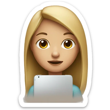 Girl with iPad and apple pem sticker