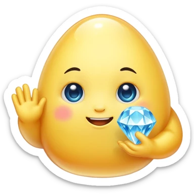 cute blob character holding a sparkling diamond sticker