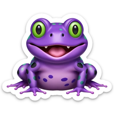 purple spotted from with wide open mouth and green tounge sticker
