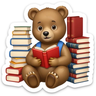 student bear with books sticker