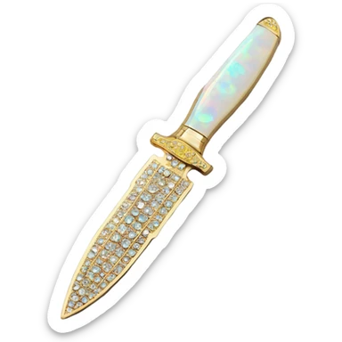 opal crystal rhinestone gold knif sticker