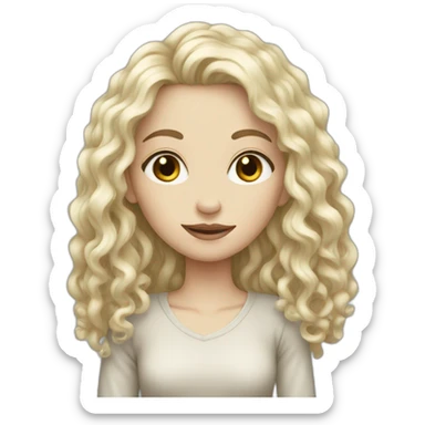 Very Thin pale woman very long black hair curly  sticker