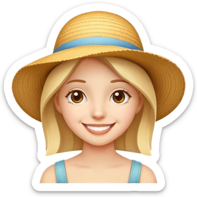 girl with a sunhat, smiling sticker