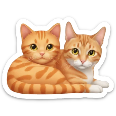 An orange cat and a tabby cat cuddling sticker
